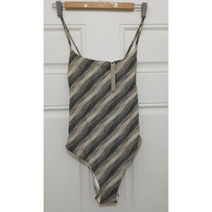 Everlane Black and Cream Striped One Piece Swimsuit